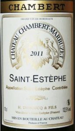 Vin No3 St Estephe Chambert Marbuzet 2011